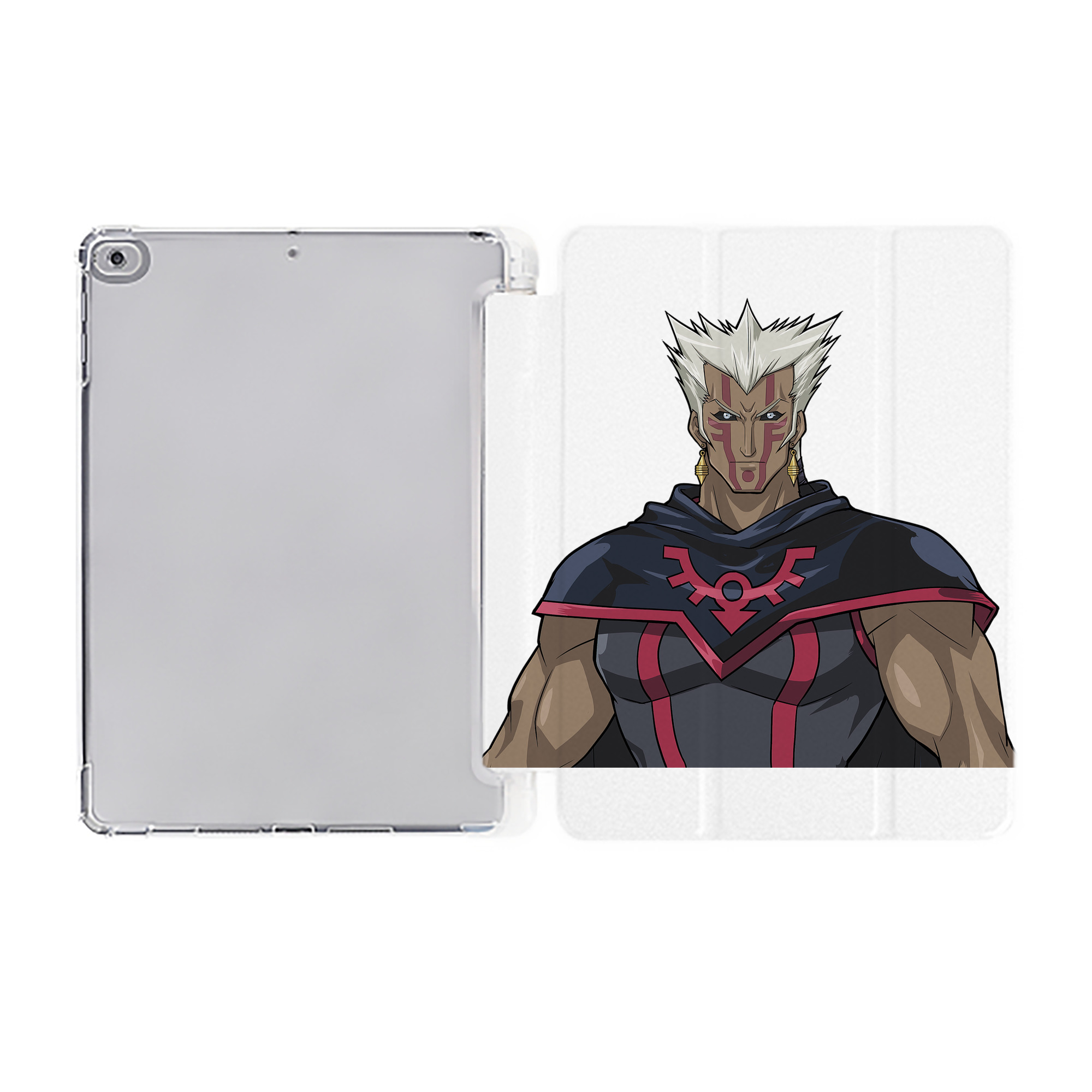 （画像用） 遊☆戯☆王 Yu-Gi-Oh! IPad ケース ペン収納付き 三つ折りスタンド PUレザー×シリコン 対応機種9.5/10.5/10.9インチ
